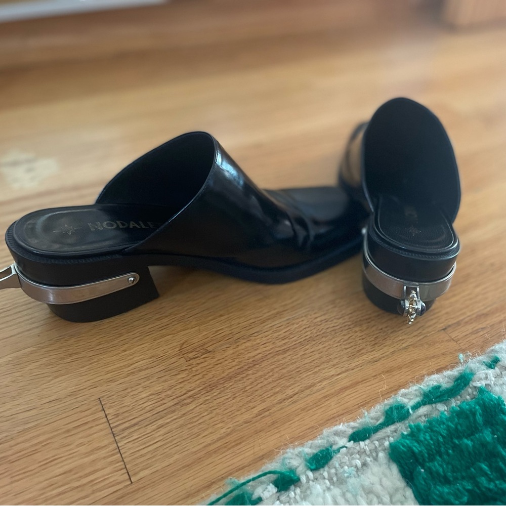 Nodaleto Black leather mules with spurs!